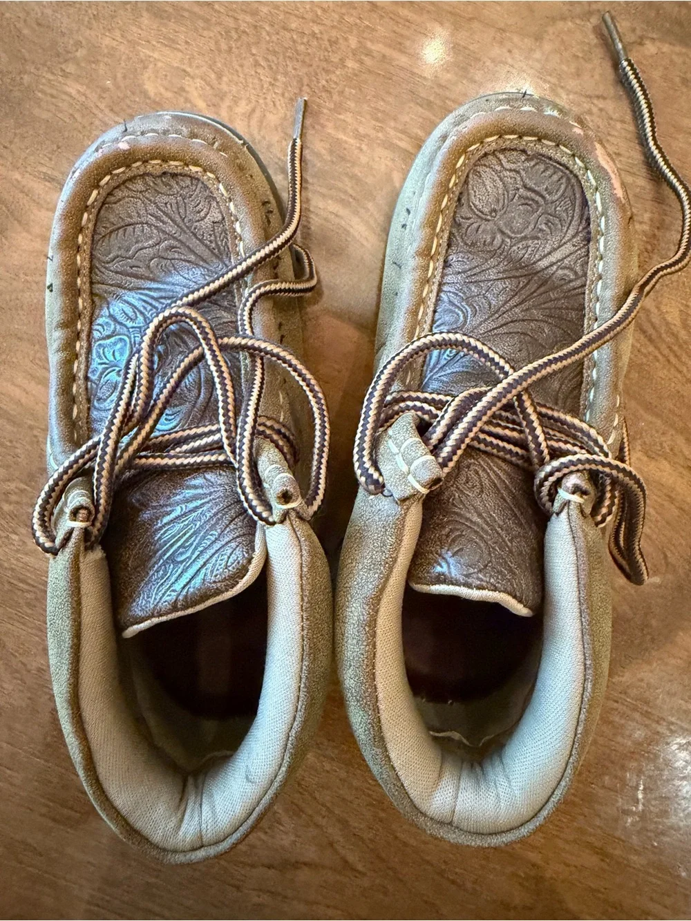 Twister Kids Brown Suede Moccasin Shoes with Embossed Leather